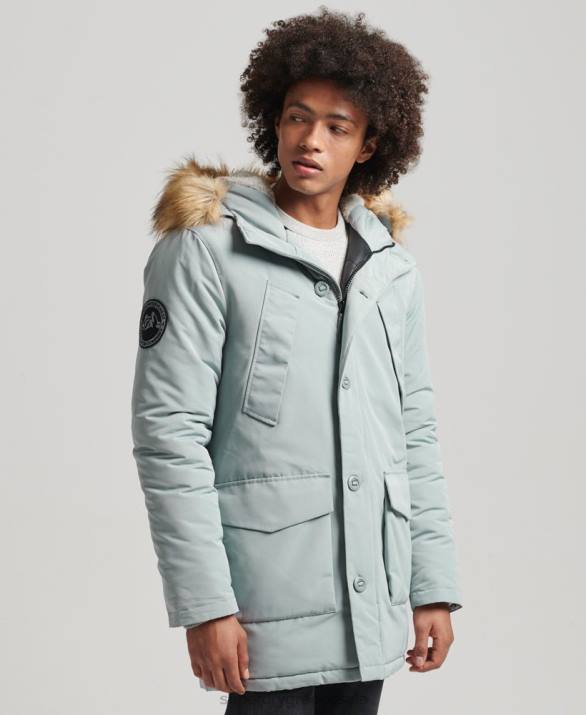 με κουκούλα everest faux fur parka άνδρες είδη ένδυσης γαλάζιο Superdry L02L1007