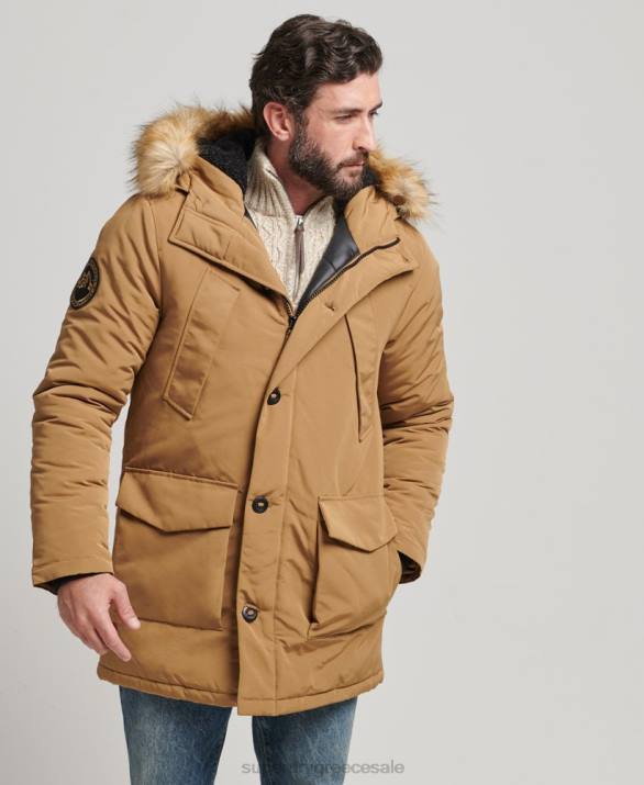 με κουκούλα everest faux fur parka άνδρες είδη ένδυσης καφέ Superdry L02L1008