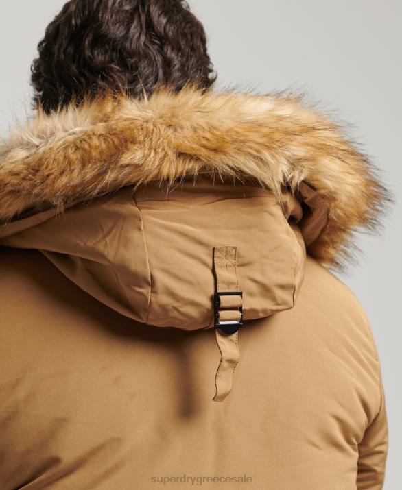 με κουκούλα everest faux fur parka άνδρες είδη ένδυσης καφέ Superdry L02L1008