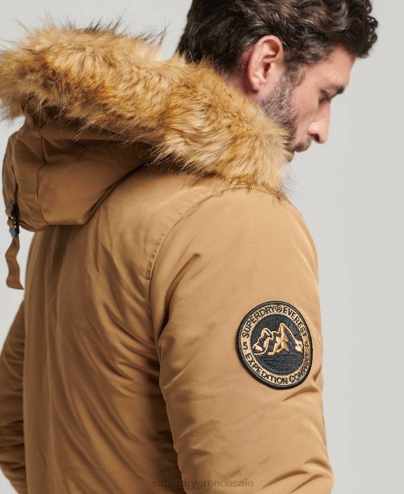 με κουκούλα everest faux fur parka άνδρες είδη ένδυσης καφέ Superdry L02L1008