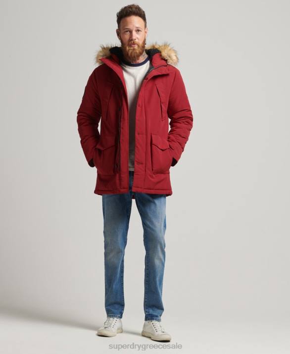 με κουκούλα everest faux fur parka άνδρες είδη ένδυσης το κόκκινο Superdry L02L1061