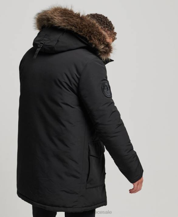 με κουκούλα everest faux fur parka άνδρες είδη ένδυσης σκούρο γκρι Superdry L02L1086