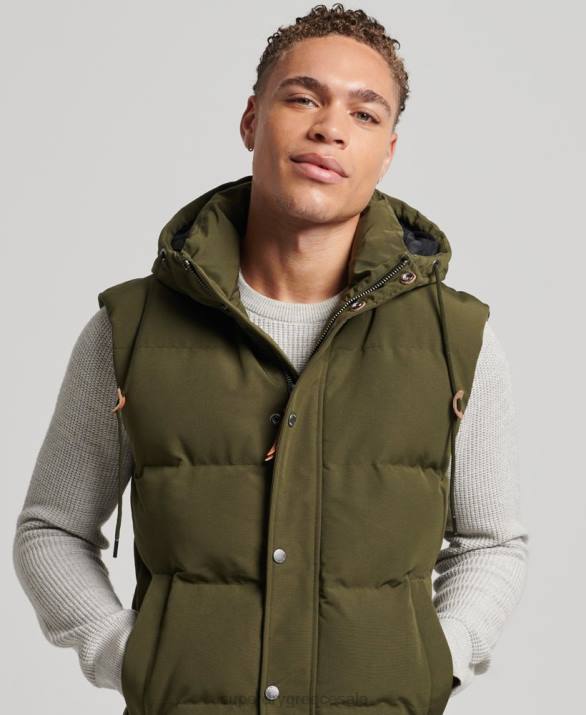 everest puffer gilet με κουκούλα άνδρες είδη ένδυσης πράσινος Superdry L02L1017