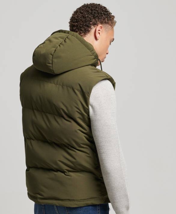 everest puffer gilet με κουκούλα άνδρες είδη ένδυσης πράσινος Superdry L02L1017