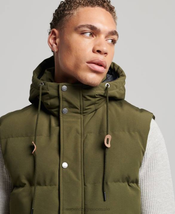 everest puffer gilet με κουκούλα άνδρες είδη ένδυσης πράσινος Superdry L02L1017