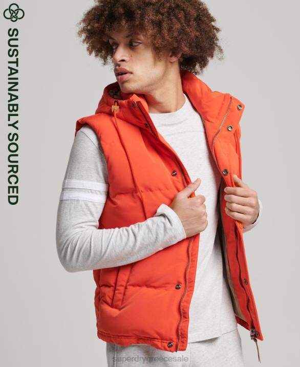 everest puffer gilet με κουκούλα άνδρες είδη ένδυσης πορτοκάλι Superdry L02L4460