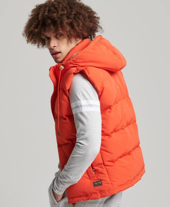 everest puffer gilet με κουκούλα άνδρες είδη ένδυσης πορτοκάλι Superdry L02L4460