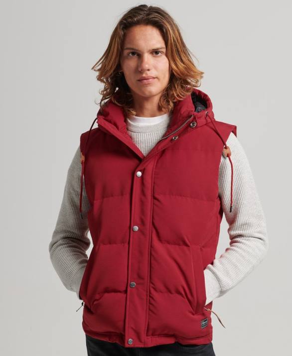 everest puffer gilet με κουκούλα άνδρες είδη ένδυσης το κόκκινο Superdry L02L984