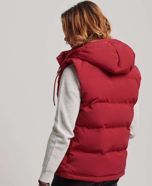 everest puffer gilet με κουκούλα άνδρες είδη ένδυσης το κόκκινο Superdry L02L984