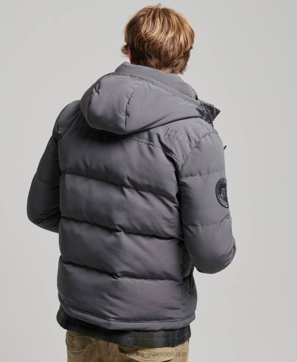 everest puffer jacket με κουκούλα άνδρες είδη ένδυσης σκούρο γκρι Superdry L02L1049