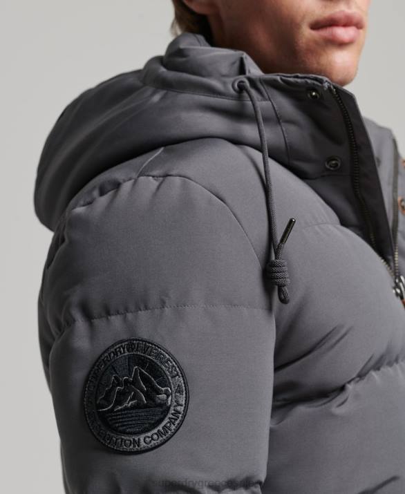 everest puffer jacket με κουκούλα άνδρες είδη ένδυσης σκούρο γκρι Superdry L02L1049