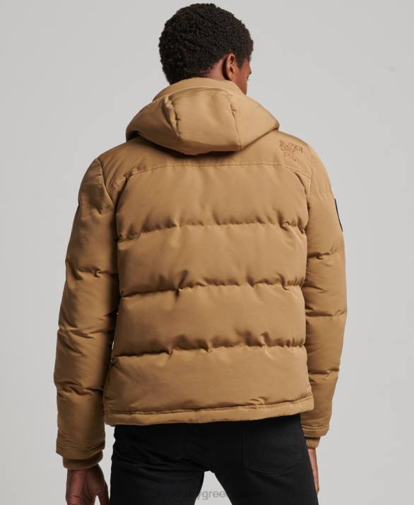 everest puffer jacket με κουκούλα άνδρες είδη ένδυσης καφέ Superdry L02L1093