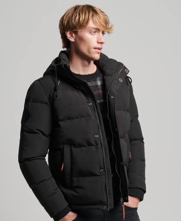 everest puffer jacket με κουκούλα άνδρες είδη ένδυσης σκούρο γκρι Superdry L02L1095