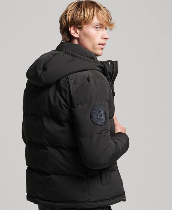 everest puffer jacket με κουκούλα άνδρες είδη ένδυσης σκούρο γκρι Superdry L02L1095