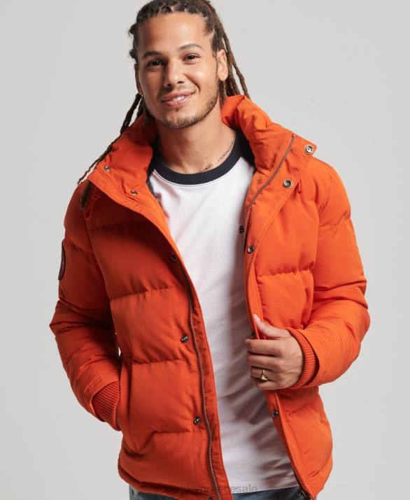 everest puffer jacket με κουκούλα άνδρες είδη ένδυσης πορτοκάλι Superdry L02L1122