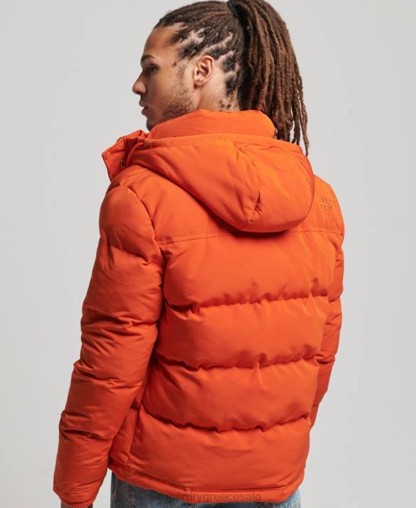 everest puffer jacket με κουκούλα άνδρες είδη ένδυσης πορτοκάλι Superdry L02L1122