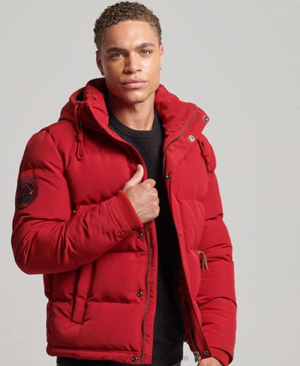 everest puffer jacket με κουκούλα άνδρες είδη ένδυσης το κόκκινο Superdry L02L1135