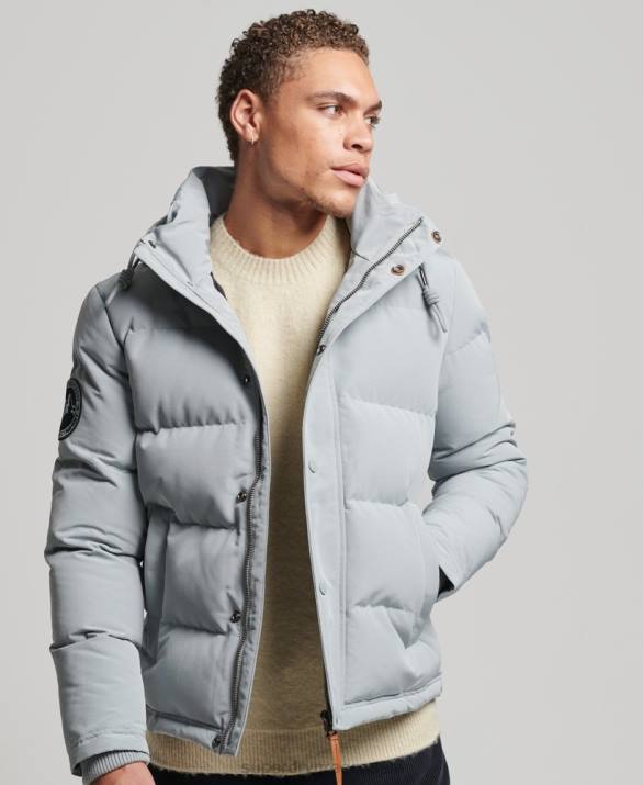 everest puffer jacket με κουκούλα άνδρες είδη ένδυσης γαλάζιο Superdry L02L1158