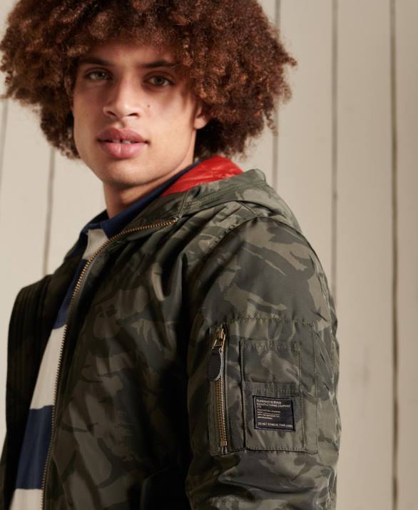 ma1 bomber jacket με κουκούλα άνδρες είδη ένδυσης πράσινος Superdry L02L4575