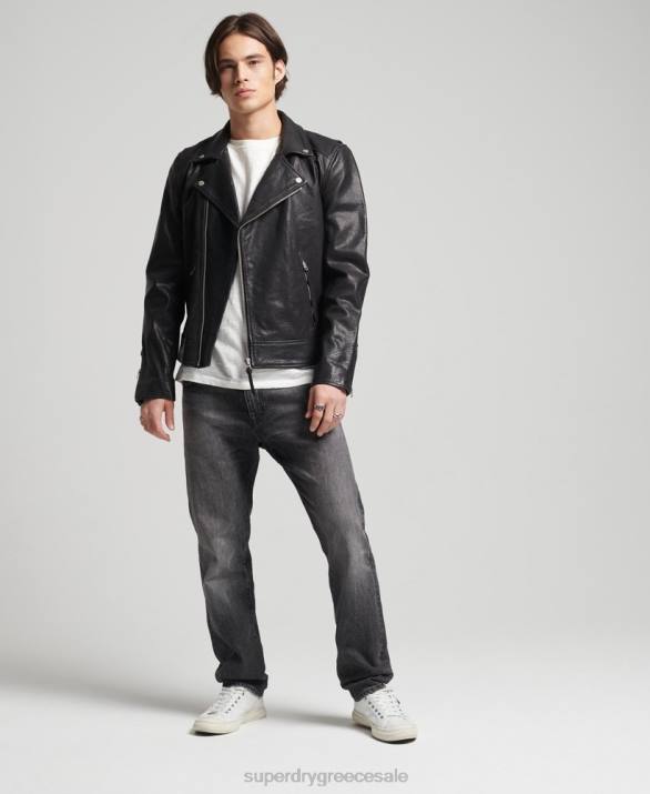 δερμάτινο moto biker jacket άνδρες είδη ένδυσης μαύρος Superdry L02L1060