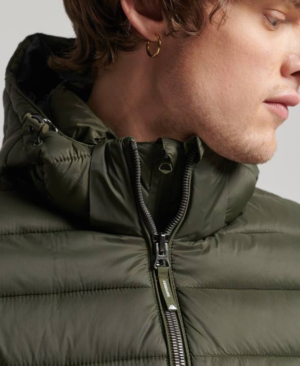 κλασικό puffer jacket με κουκούλα άνδρες είδη ένδυσης χακί Superdry L02L1016