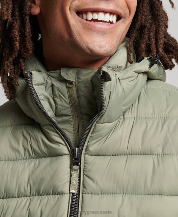 κλασικό puffer jacket με κουκούλα άνδρες είδη ένδυσης χακί Superdry L02L1070