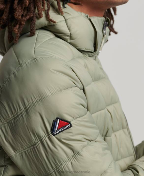 κλασικό puffer jacket με κουκούλα άνδρες είδη ένδυσης χακί Superdry L02L1070