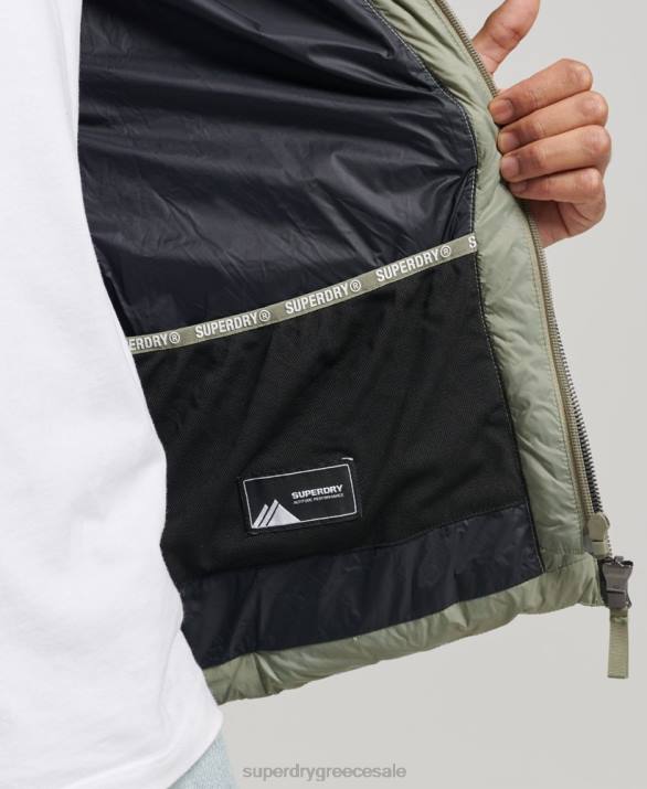 κλασικό puffer jacket με κουκούλα άνδρες είδη ένδυσης χακί Superdry L02L1070