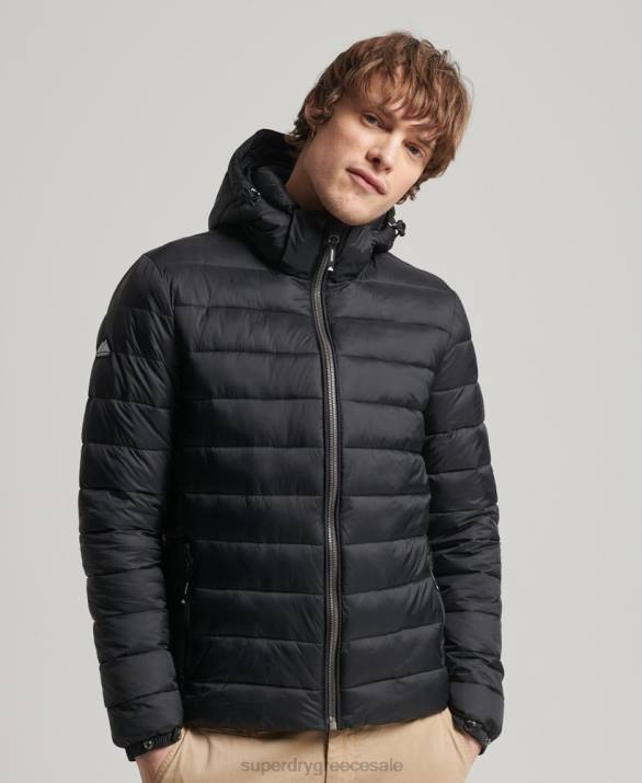 κλασικό puffer jacket με κουκούλα άνδρες είδη ένδυσης μαύρος Superdry L02L1087