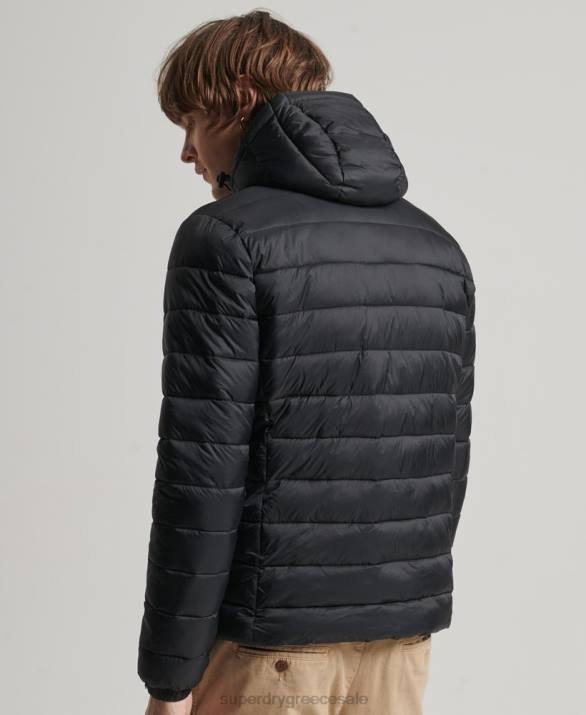 κλασικό puffer jacket με κουκούλα άνδρες είδη ένδυσης μαύρος Superdry L02L1087