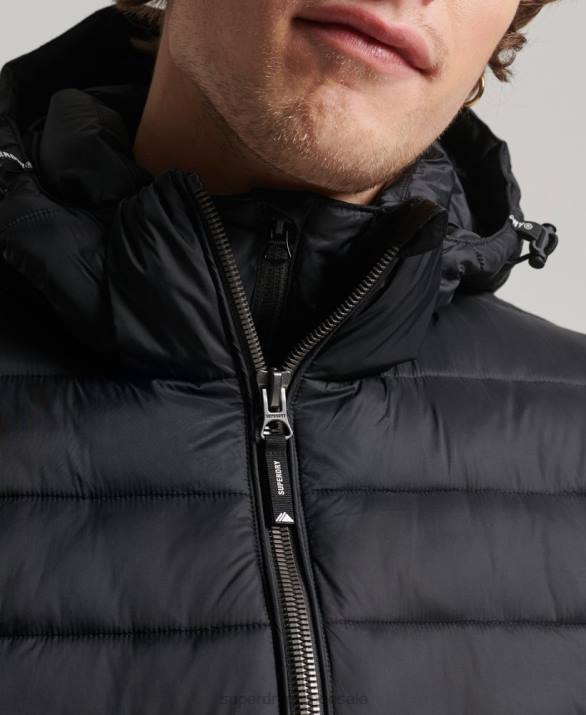 κλασικό puffer jacket με κουκούλα άνδρες είδη ένδυσης μαύρος Superdry L02L1087