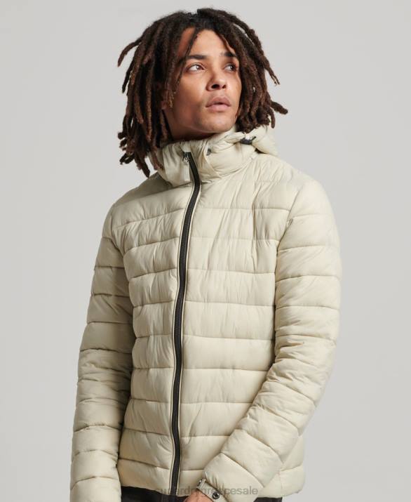 κλασικό puffer jacket με κουκούλα άνδρες είδη ένδυσης μπεζ Superdry L02L985