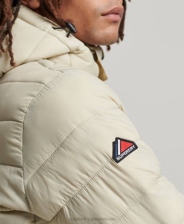 κλασικό puffer jacket με κουκούλα άνδρες είδη ένδυσης μπεζ Superdry L02L985