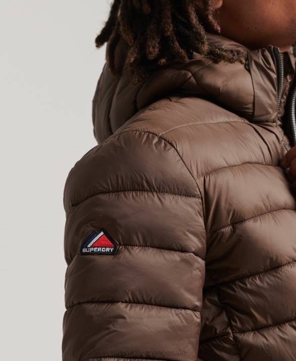 κλασικό puffer jacket με κουκούλα άνδρες είδη ένδυσης καφέ Superdry L02L987