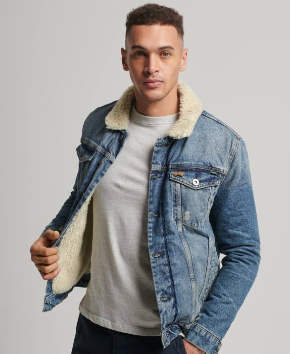 τζιν σακάκι sherpa άνδρες είδη ένδυσης μπλε Superdry L02L4437