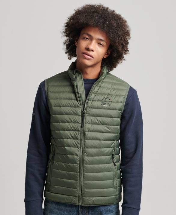 tech core down gilet άνδρες είδη ένδυσης χακί Superdry L02L4445