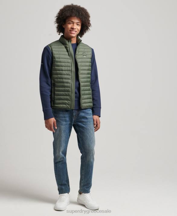 tech core down gilet άνδρες είδη ένδυσης χακί Superdry L02L4445