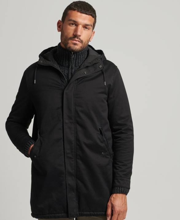 παλτό parka fishtail άνδρες είδη ένδυσης μαύρος Superdry L02L4472