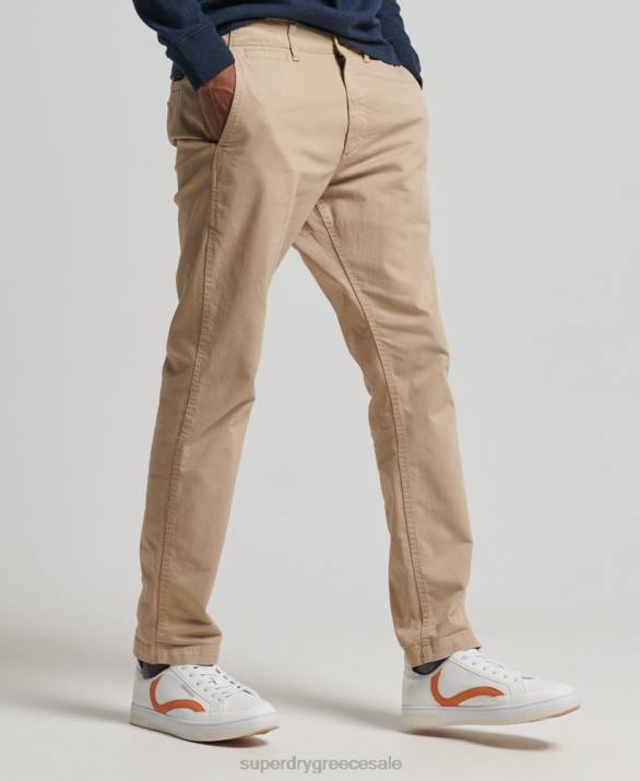 officers slim chino παντελόνι άνδρες είδη ένδυσης μπεζ Superdry L02L6474