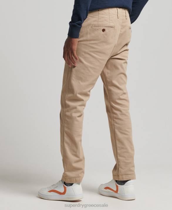 officers slim chino παντελόνι άνδρες είδη ένδυσης μπεζ Superdry L02L6474