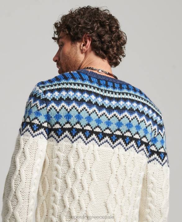 Fairisle crew πλεκτό jumper άνδρες είδη ένδυσης κρέμα Superdry L02L5244