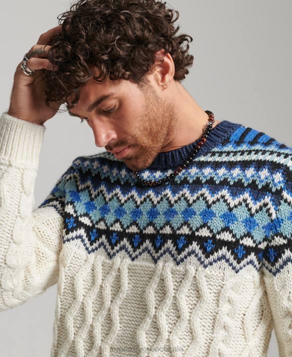 Fairisle crew πλεκτό jumper άνδρες είδη ένδυσης κρέμα Superdry L02L5244