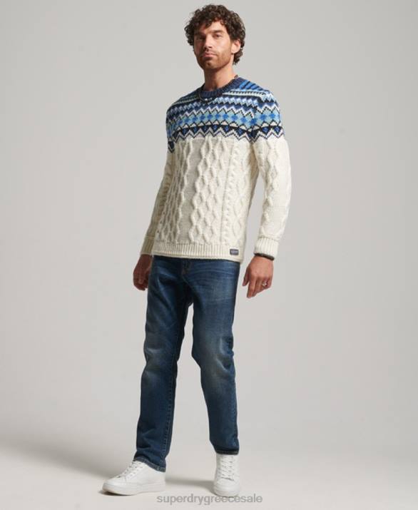 Fairisle crew πλεκτό jumper άνδρες είδη ένδυσης κρέμα Superdry L02L5244