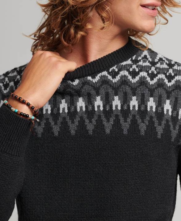 Fairisle crew πλεκτό jumper άνδρες είδη ένδυσης μαύρος Superdry L02L5246