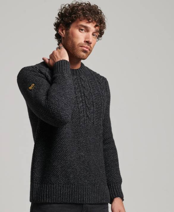 Jacob crew jumper άνδρες είδη ένδυσης μαύρος Superdry L02L1259