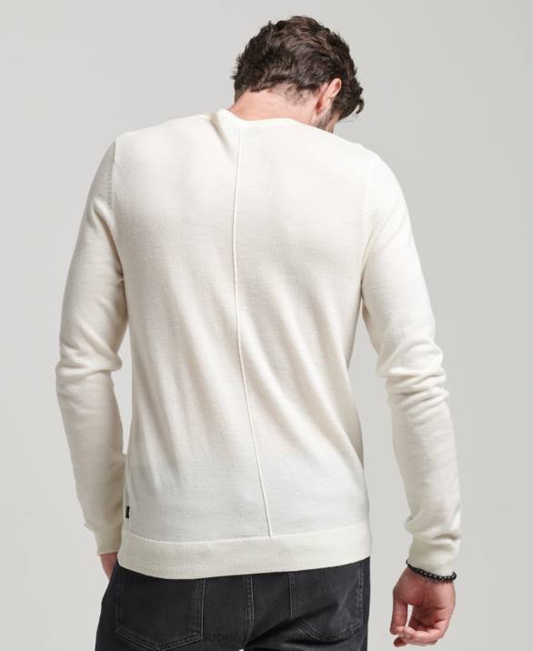 Merino crew λαιμόκοψη henley πλεκτό τοπ άνδρες είδη ένδυσης κρέμα Superdry L02L1520