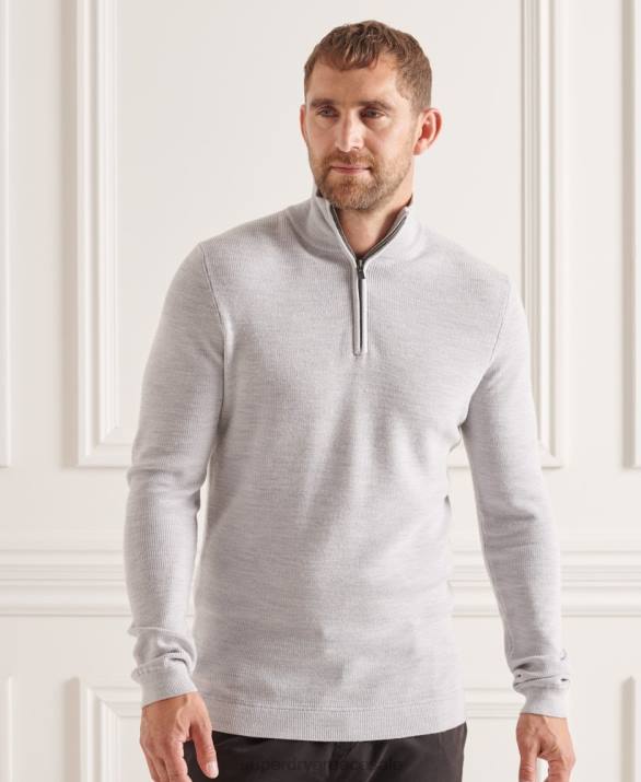 στούντιο Merino henley jumper άνδρες είδη ένδυσης ανοιχτό γκρι Superdry L02L5305