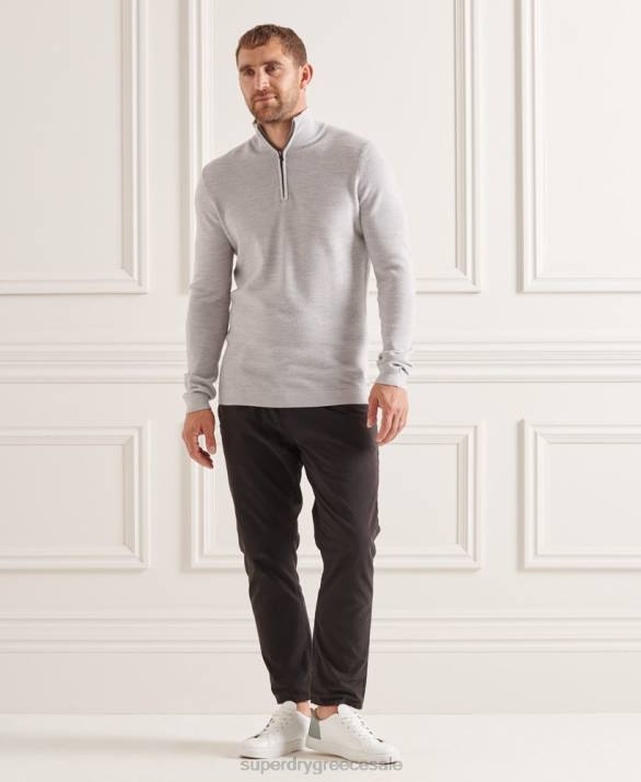 στούντιο Merino henley jumper άνδρες είδη ένδυσης ανοιχτό γκρι Superdry L02L5305