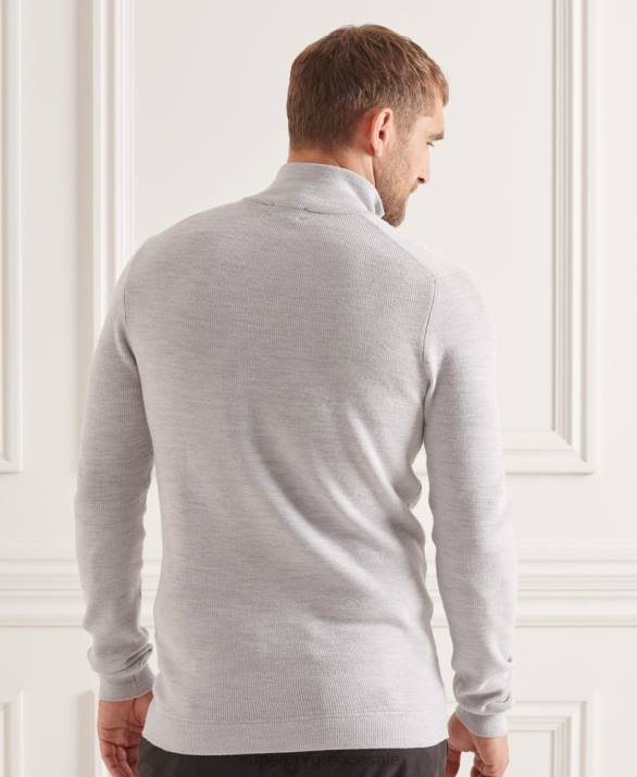 στούντιο Merino henley jumper άνδρες είδη ένδυσης ανοιχτό γκρι Superdry L02L5305