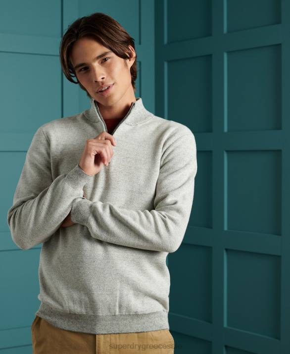 πορτοκαλί ετικέτα βαμβακερό henley jumper άνδρες είδη ένδυσης ανοιχτό γκρι Superdry L02L1358